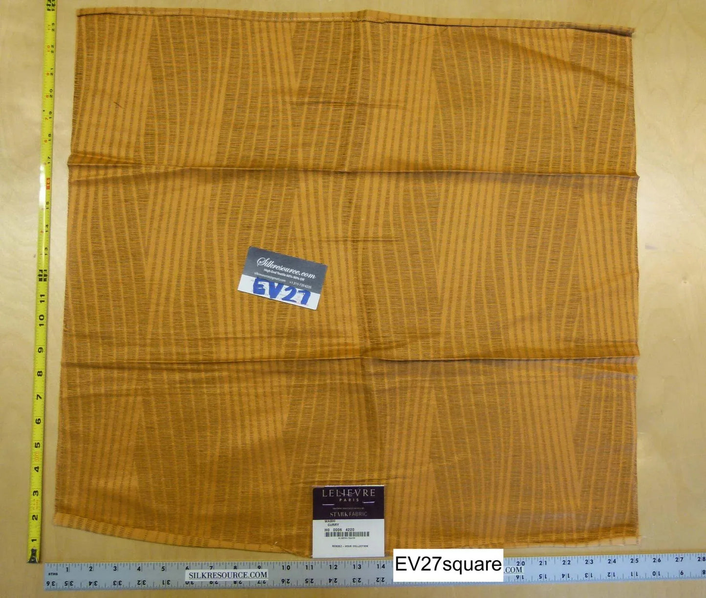 Scalamandre Lelievre Washi Curry Yellow Cotton Stripe - Square