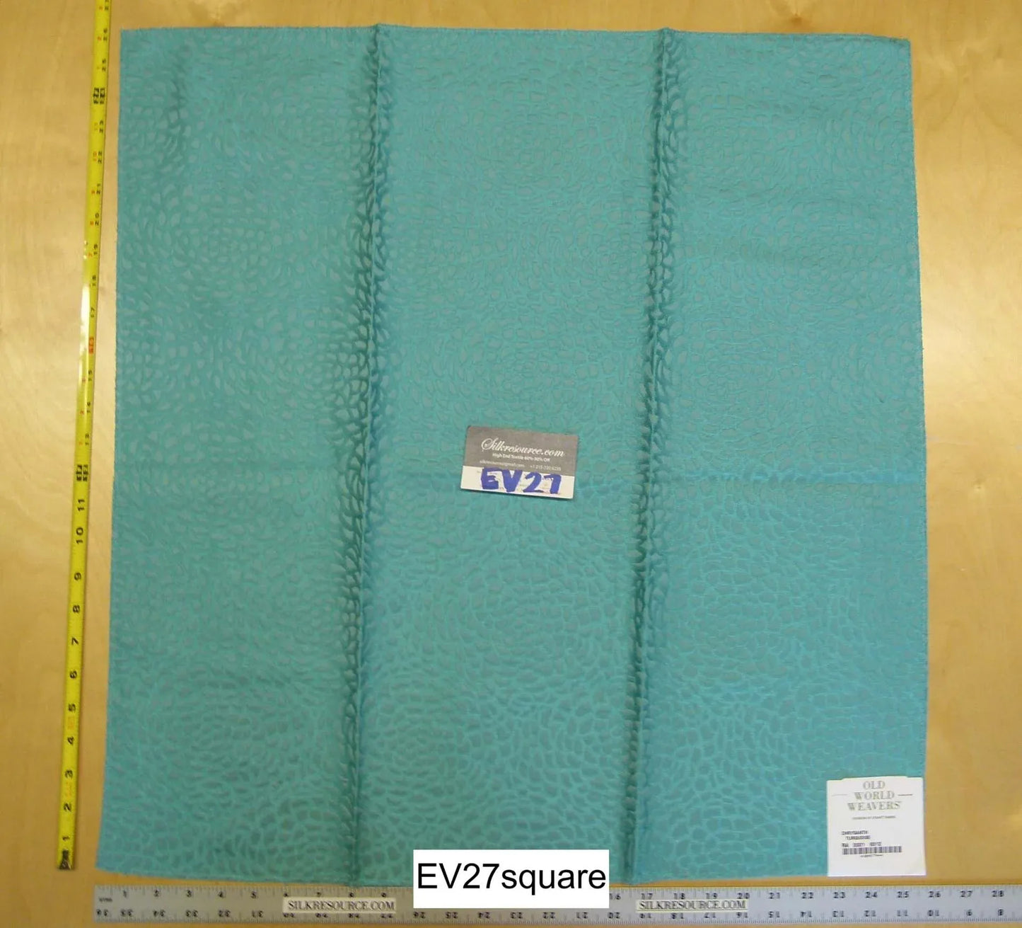 Scalamandre Old World Weavers Chrysanth Turquoise Blue Plains Texture Floral Small Jacquard - Square