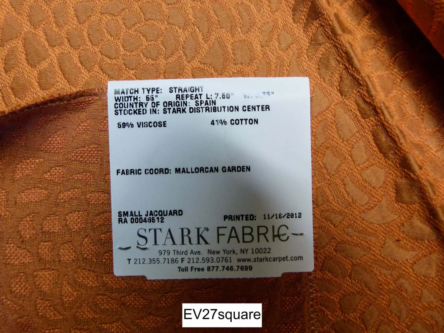 Scalamandre Old World Weavers with Chrysanth Tangerine Orange Plains - Texture Floral Small Jacquard Square