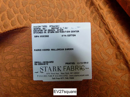 Scalamandre Old World Weavers with Chrysanth Tangerine Orange Plains - Texture Floral Small Jacquard Square