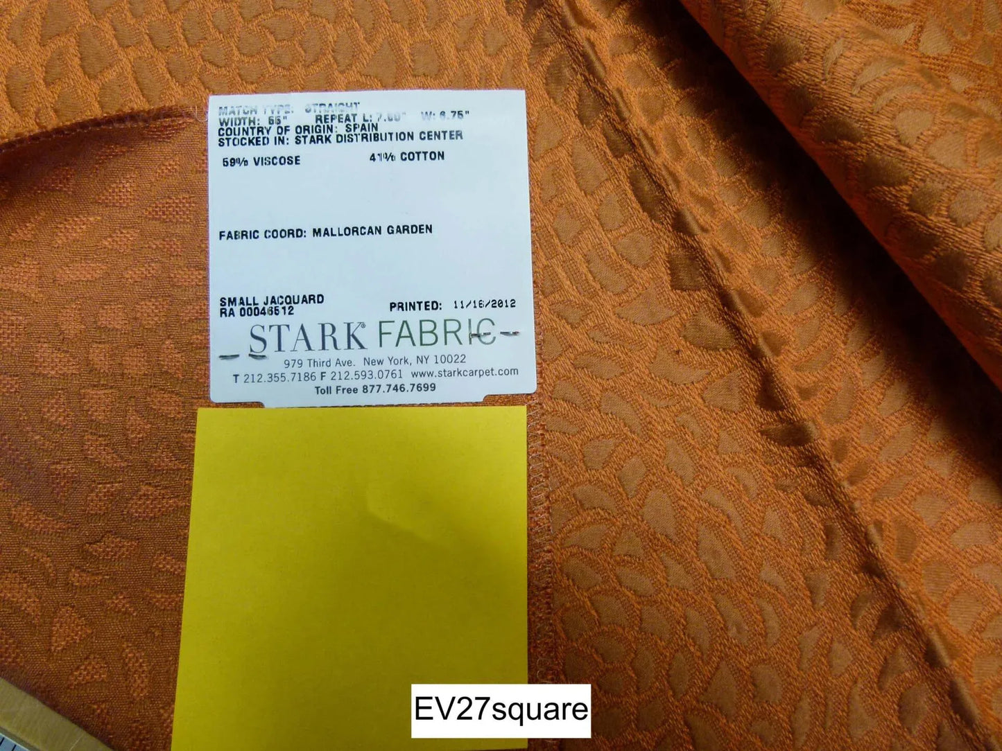 Scalamandre Old World Weavers with Chrysanth Tangerine Orange Plains - Texture Floral Small Jacquard Square