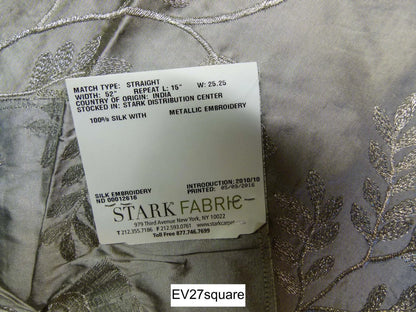 Scalamandre Old World Weavers Villa Taranto Silver Silk Embroidery Floral - Square 43" x 24"