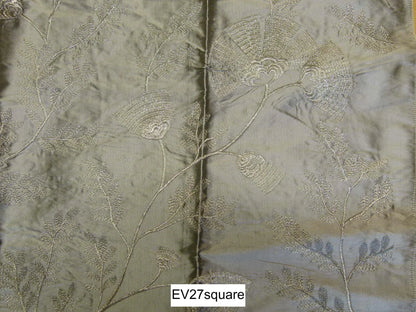 Scalamandre Old World Weavers Villa Taranto Silver Silk Embroidery Floral - Square 43" x 24"