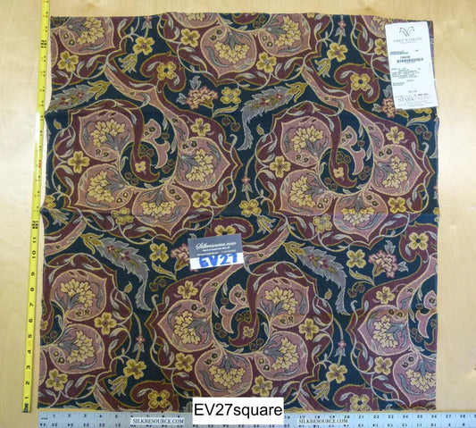 Scalamandre Watkins Botanical Foliage In Dardanelles Stone/Aubergine - Square