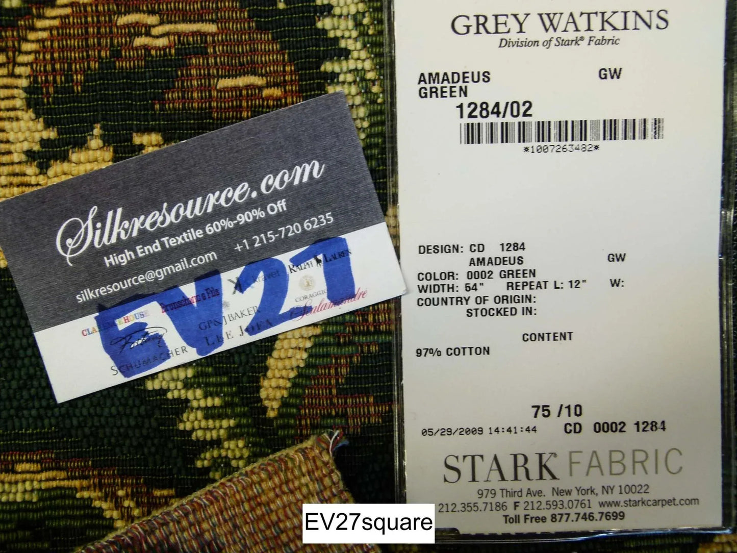 Scalamandre Grey Watkins Amadeus Green Cotton Botanical - Square