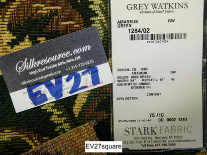 Scalamandre Grey Watkins Amadeus Green Cotton Botanical - Square