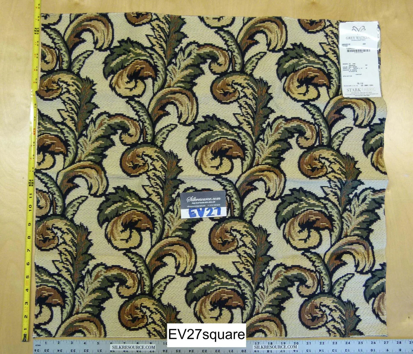 Scalamandre Grey Watkins Amadeus Green Cotton Botanical - Square