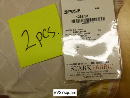 Scalamandre Grey Watkins Roquebrune Off-White Diamond Ogee Stripe - Square