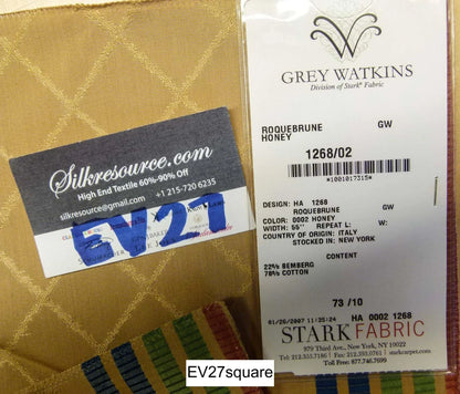 Scalamandre Grey Watkins Roquebrune Honey Diamond Ogee Stripe - Square