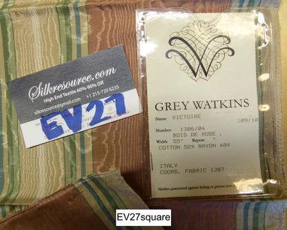 Scalamandre Grey Watkins Victoire Bois De Rose Moire Stripe - Square 34" x 27"