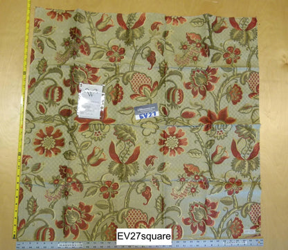 Scalamandre Grey Watkins Sophia Lampas Pale Green Botanical Tree Foliage Silk Lampas - Square 34"x36"