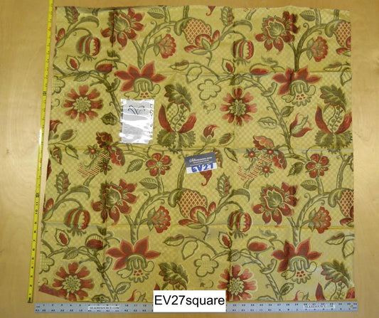 Scalamandre Grey Watkins Sophia Silk Lampas in Citrus Yellow Botanical Tree Foliage - Square 34"x36"