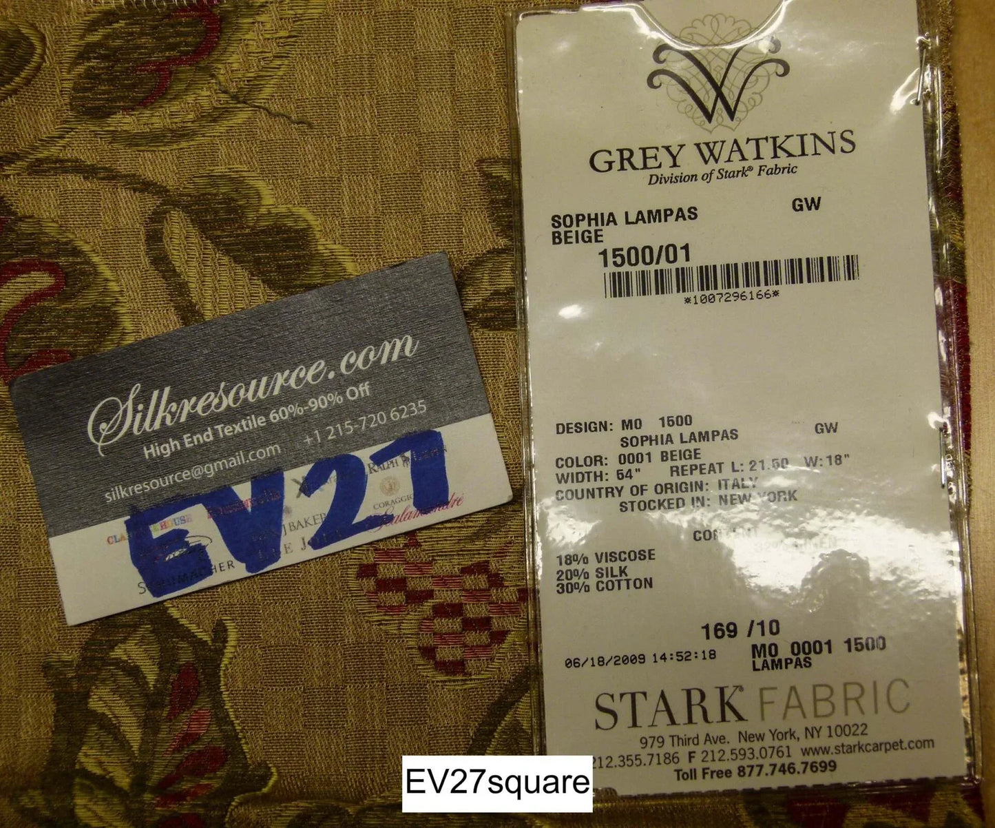 Scalamandre Grey Watkins Sophia Lampas Beige Botanical Tree Foliage Silk Lampas - Square