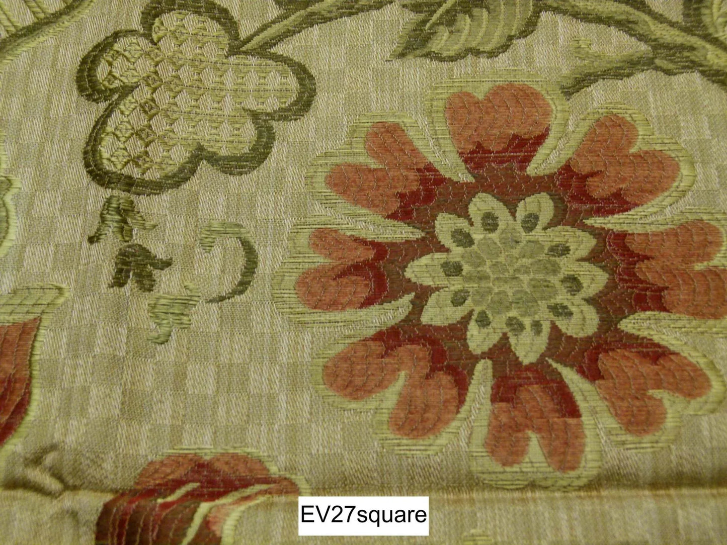 Scalamandre Grey Watkins Sophia Lampas Beige Botanical Tree Foliage Silk Lampas - Square