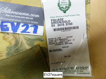 Scalamandre Old World Weavers Foliage Green Gold Tree Foliage - Square 26 Inches x 27 Inches