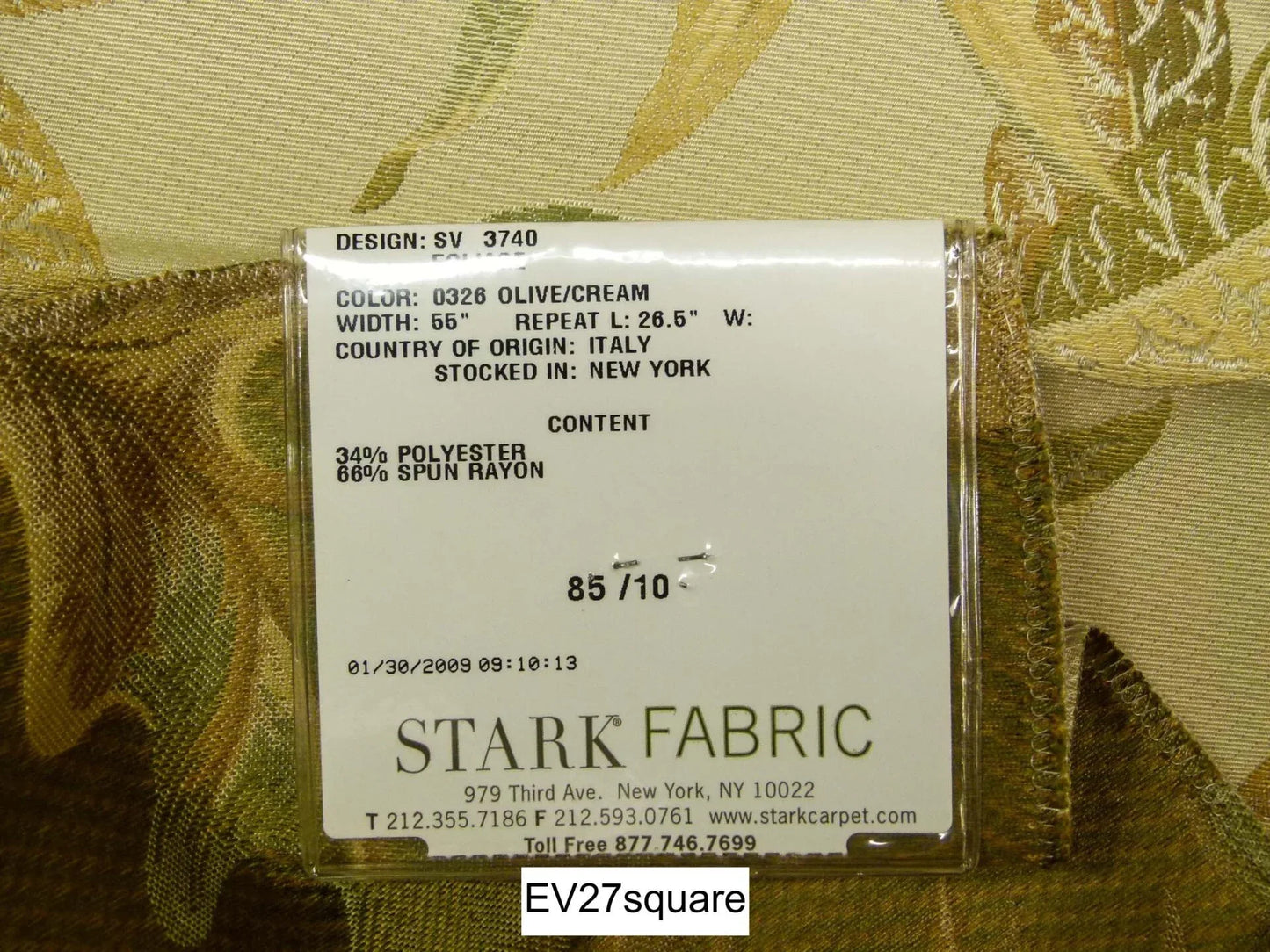 Scalamandre Old World Weavers Foliage Olive Cream Tree Foliage - Square 25 inches x 27 inches