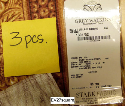 Scalamandre Grey Watkins Sweet Leilani Stripe Mango Yellow Brown - Square