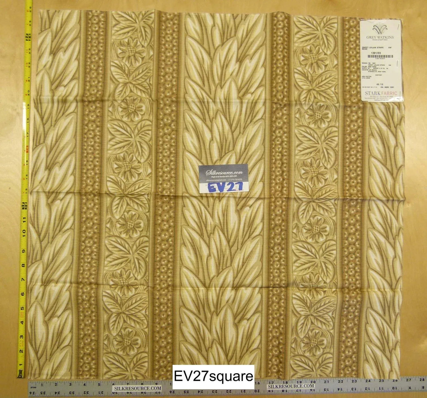 Scalamandre Grey Watkins Sweet Leilani Stripe Beige Brown - Square