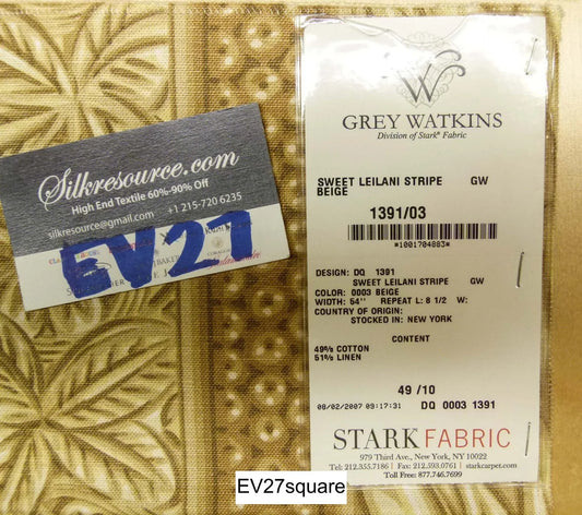 Scalamandre Grey Watkins Sweet Leilani Stripe Beige Brown - Square