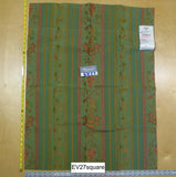 Scalamandre Grey Watkins Samarcanda Stripe Green Botanical Scroll - 34 Inches x 26 Inches Square