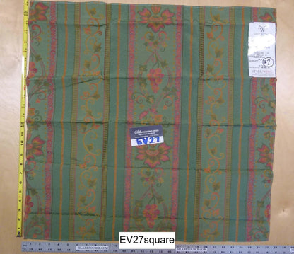 Scalamandre Watkins Samarcanda Stripe Botanical Scroll - Square 25 Inches x 27 Inches