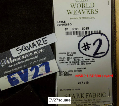 Scalamandre Old World Weavers Sable Espresso Mohair Black - Square