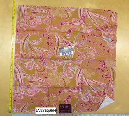 Scalamandre Old World Weavers Albus Praline Cotton Paisley Yellow Pink - Square 26"x26