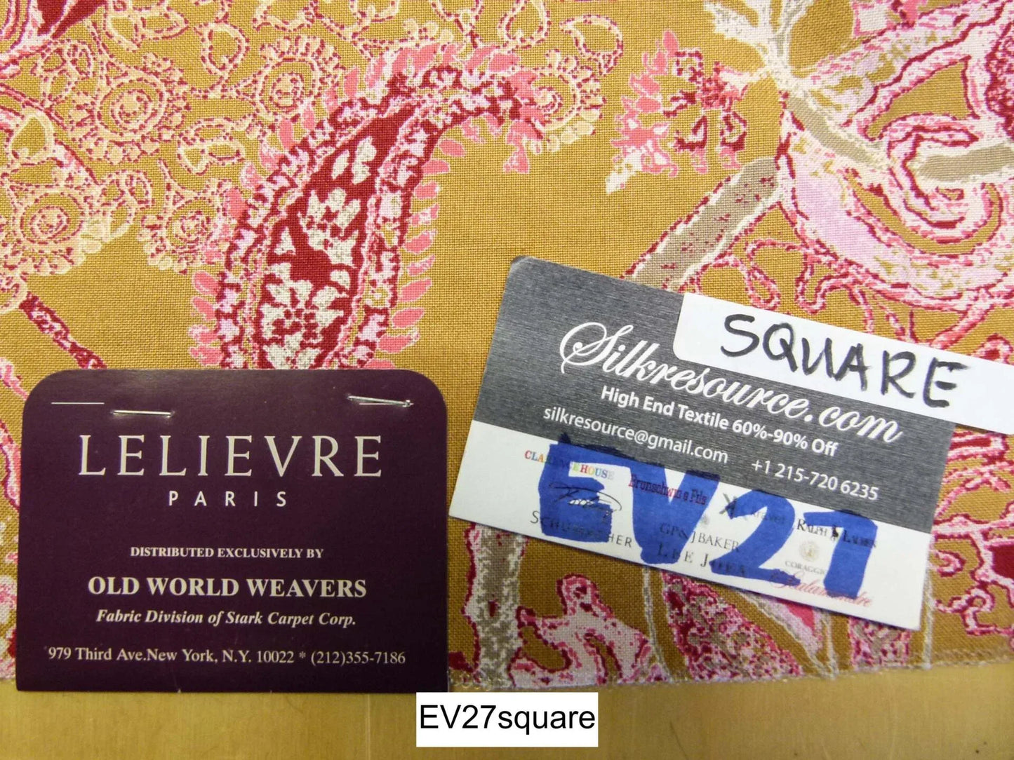 Scalamandre Old World Weavers Albus Praline Cotton Paisley Yellow Pink - Square 26"x26