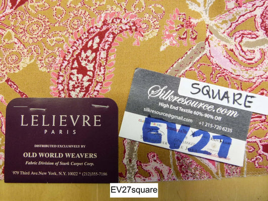 Scalamandre Old World Weavers Albus Praline Cotton Paisley Yellow Pink - Square 26"x26