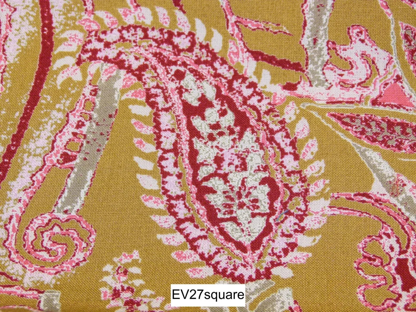 Scalamandre Old World Weavers Albus Praline Cotton Paisley Yellow Pink - Square 26"x26