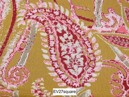 Scalamandre Old World Weavers Albus Praline Cotton Paisley Yellow Pink - Square 26"x26