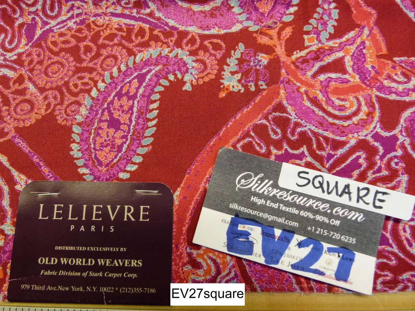 Scalamandre Old World Weavers Albus Praline Cotton Paisley - Square, Red Pink 27"x26"