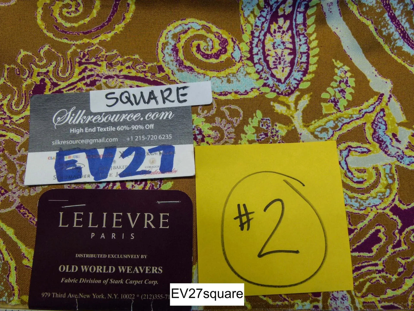 Scalamandre Old World Weavers 26"x27" Albus Mordore Cotton Paisley Yellow Gold Red - Square