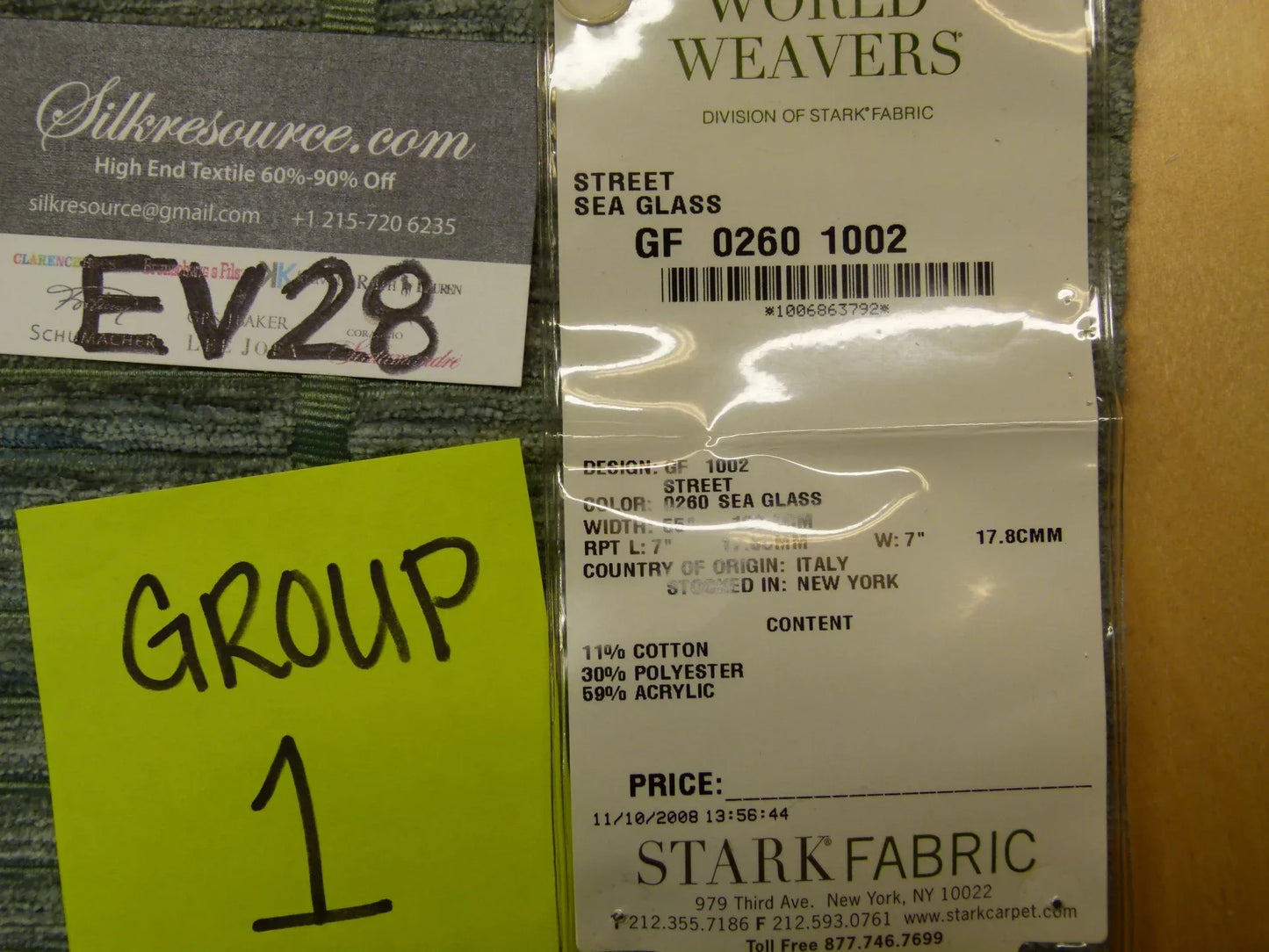 Scalamandre Old World Weavers Street, Sea Glass Geometric Plaid Check Gray - Square