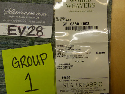 Scalamandre Old World Weavers Street, Sea Glass Geometric Plaid Check Gray - Square