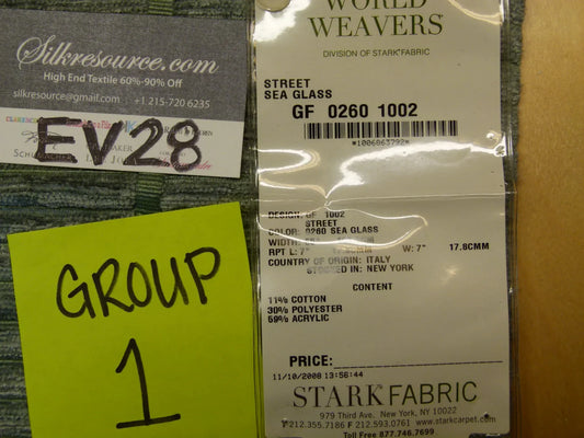 Scalamandre Old World Weavers Street, Sea Glass Geometric Plaid Check Gray - Square