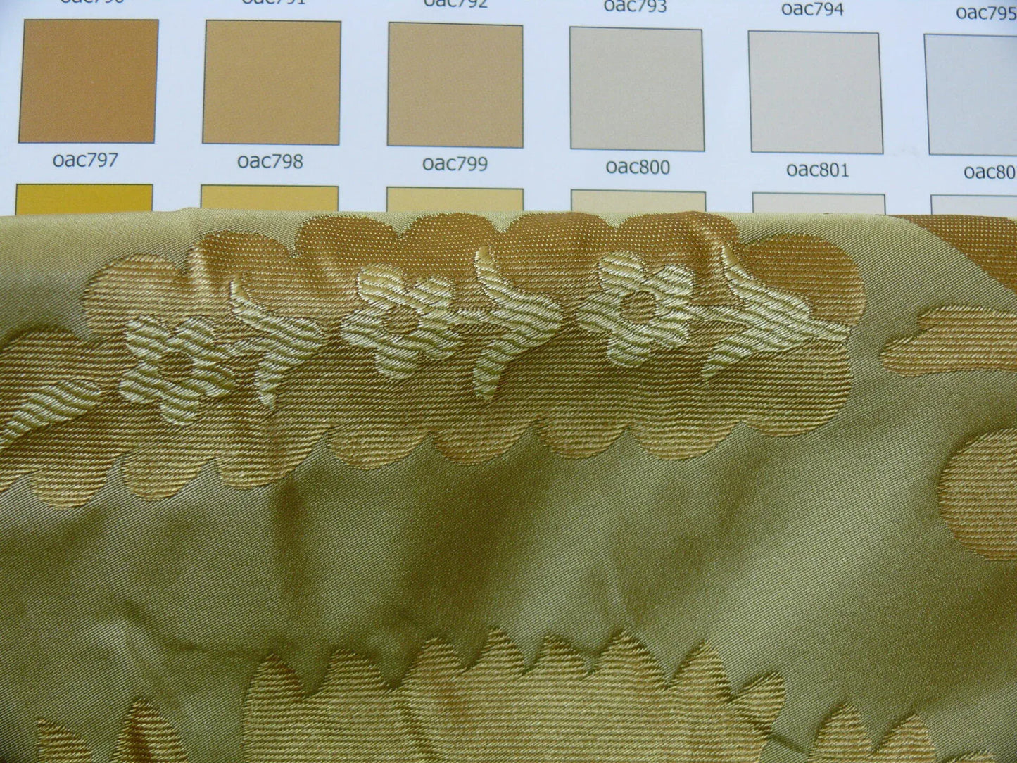 by yard 100%silk Lampas Tulip Fan Damask 536 "willow" Pale Green Silver Gold Bty MSRP USD296/y!