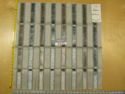 Special Order Scalamandre Old World Weavers Tai Lao Stripe Mist Ikat Stripe Velvet White Blue Gray MSRP USD632/Y