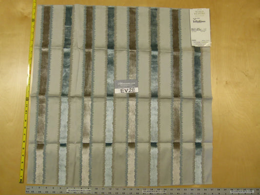 Special Order Scalamandre Old World Weavers Tai Lao Stripe Mist Ikat Stripe Velvet White Blue Gray MSRP USD632/Y
