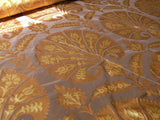 100% Silk Lampas Tulip Fan Damask 536 "sumatra" Brown Charcoal Silver Gold Bty MSRP USD296/y!