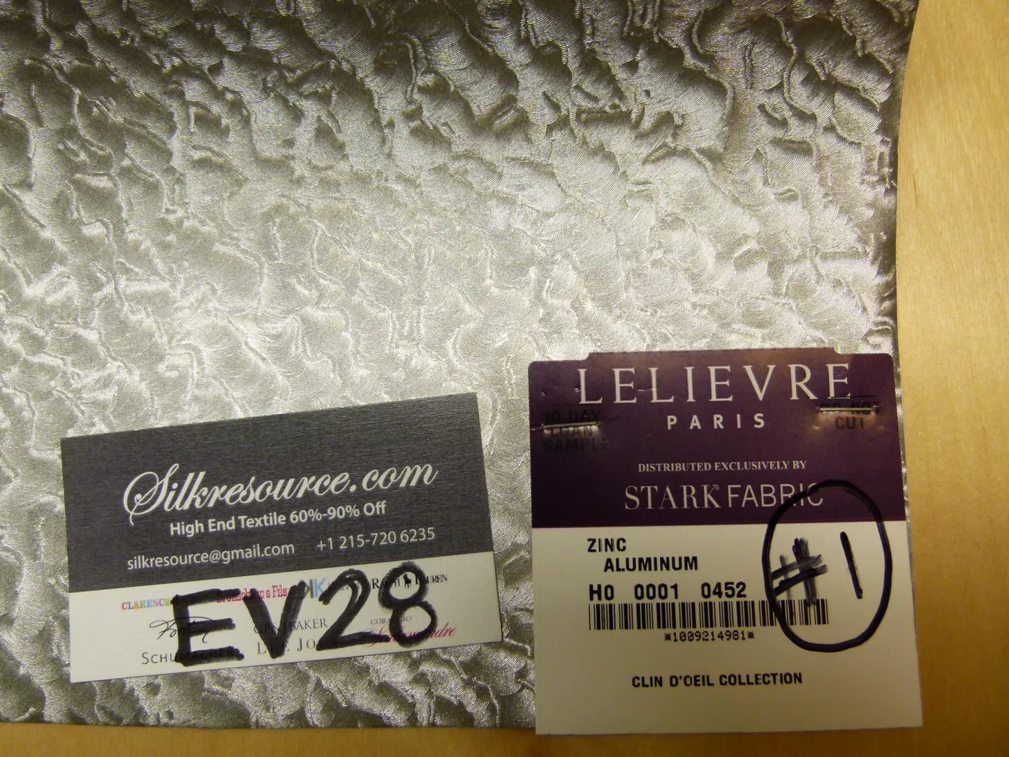 Scalamandre Lelievre Paris Clin D'Oeil Collection Zinc Aluminum Faux Leather Gray - 24x24 Inches Square