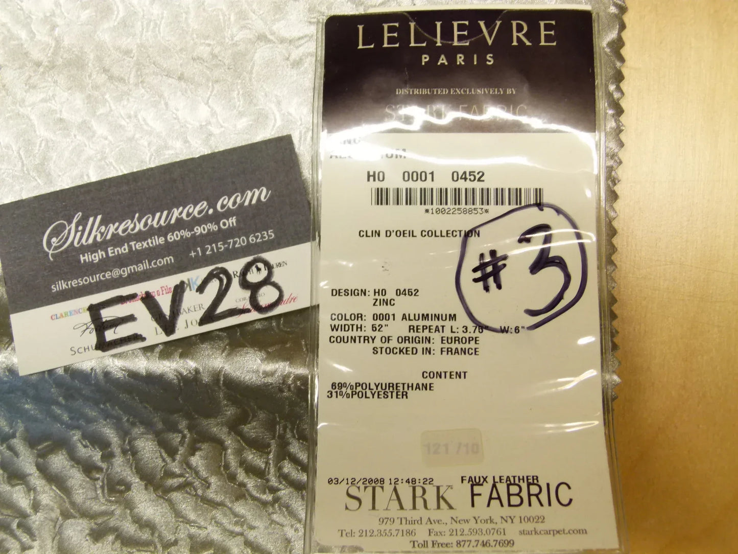 Scalamandre LELIEVRE Paris Clin D'Oeil Collection, Zinc Aluminum Faux Leather Gray - 24x25 Inches Square