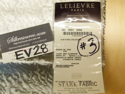 Scalamandre LELIEVRE Paris Clin D'Oeil Collection, Zinc Aluminum Faux Leather Gray - 24x25 Inches Square