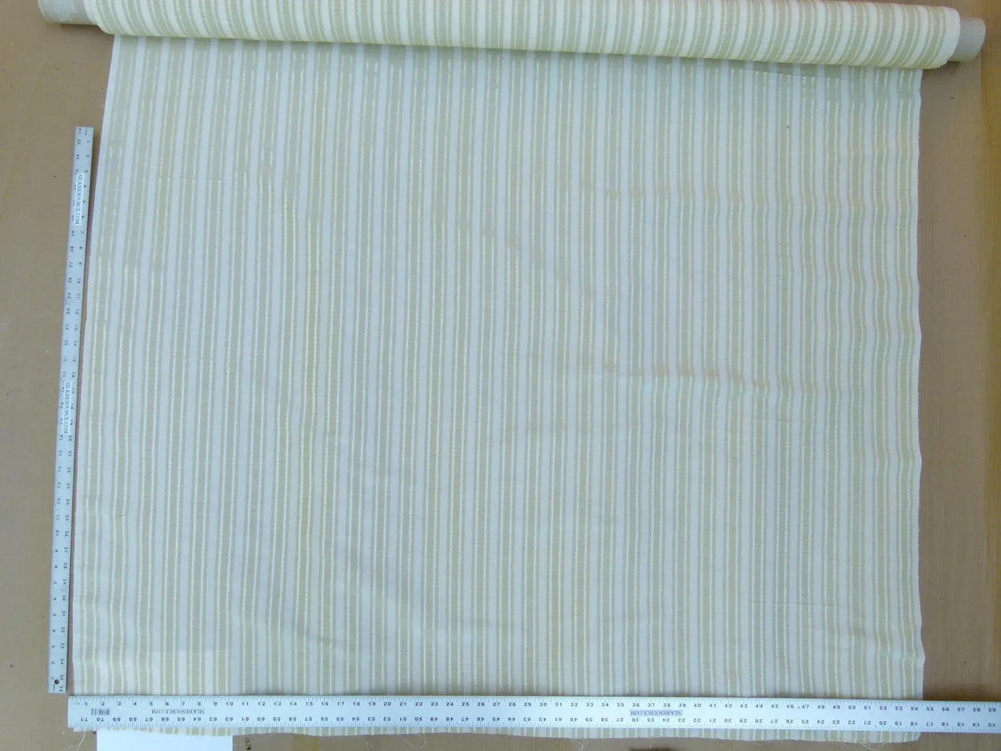 by yard Scalamandre Old World Weavers Helsey Spring Green White Silver Linen Silk Iridescent Stripe MSRP USD 296/Y