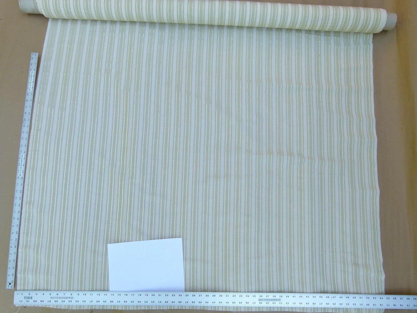 by yard Scalamandre Old World Weavers Helsey Spring Green White Silver Linen Silk Iridescent Stripe MSRP USD 296/Y