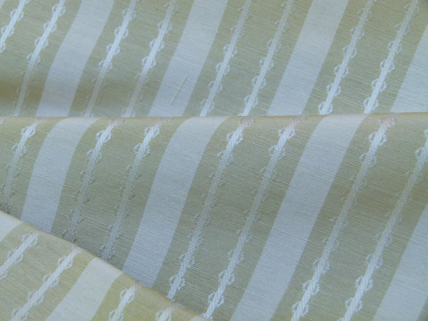 by yard Scalamandre Old World Weavers Helsey Spring Green White Silver Linen Silk Iridescent Stripe MSRP USD 296/Y