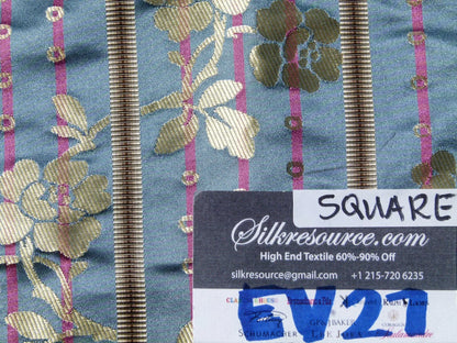 Scalamandre Tassinari &amp; Chatel Dampierre Bleu Floral Botanical Silk Stripe Blue - Square 26"x26"