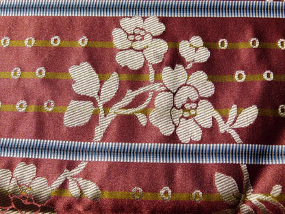 Scalamandre Tassinari &amp; Chatel Floral Botanical Silk Stripe - Deep Red, Square 26"x26"