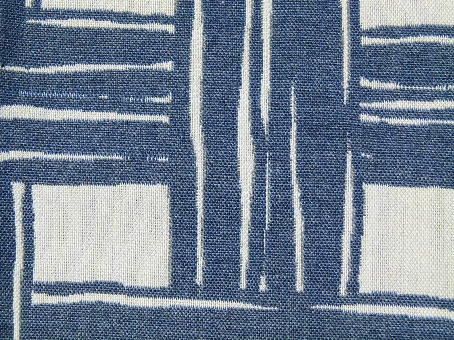 Scalamandre Bamboo Lattice Denim Blue White Fretwork Lattice - Square 26"x26"