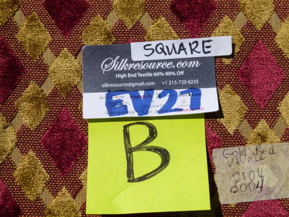 Scalamandre Fonthill Vivace Diamond Ogee - Gold Red Velvet Square 26"x26"